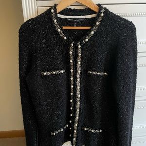 White House Black Market-Pearl Embellished Sweater
